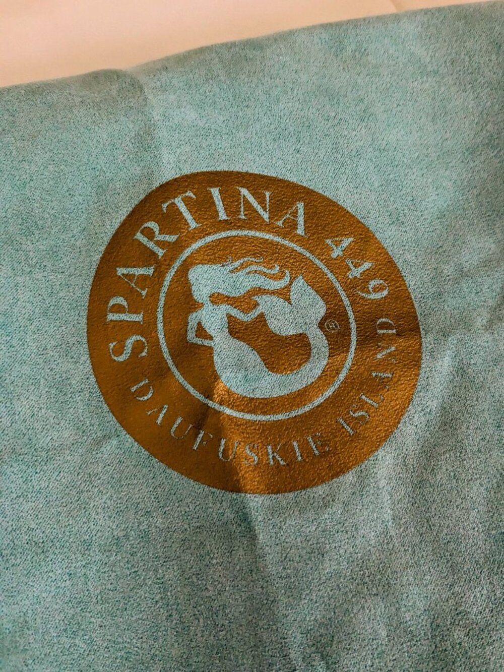 Spartina 449 Drawstring Handbag Velveteen Dust Bag Sea Green Blue Large 21 x 19 - Picture 5 of 5